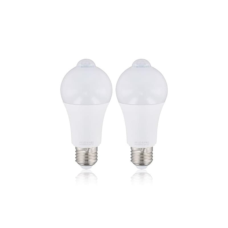 Focenat 2 Ampoules LED E27 9W Detecteur de Mouvement PIR, 220V, Lumière Blanche, Détection 120°, Allumage Automatique Nuit, Écon