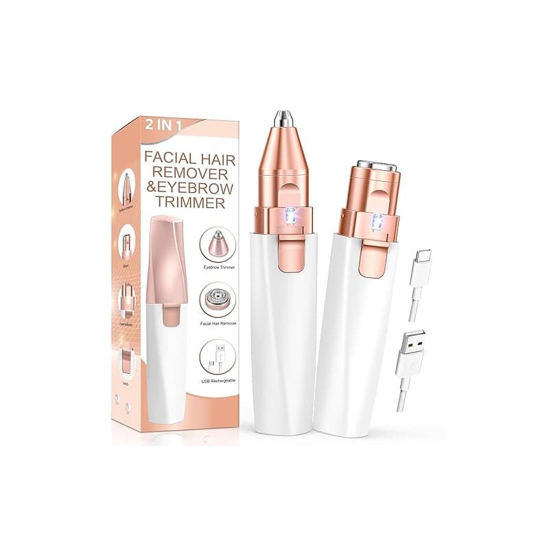 Rasoir Visage Femme Duvet Electrique, Rasoir Électrique 2 en 1 pour Sourcils et Visage, Epilateur Visage Femme, Rechargeable Lum