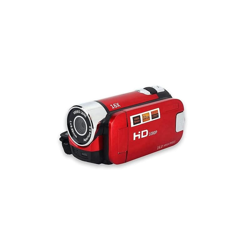 Sugoyi Caméscope numérique, caméra vidéo DV Haute définition Full HD 1080P 16X, Rotation de 270 °(Rouge UE)