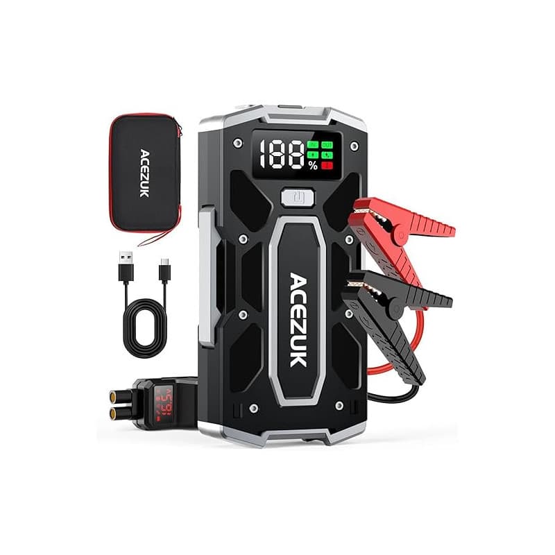 ACEZUK Booster Batterie Voiture 9000A, Démarreur de Batterie de Voiture Portable(Jusqu'à 8.0L Diesel ou 10.0L Gaz), 12V Jump Sta