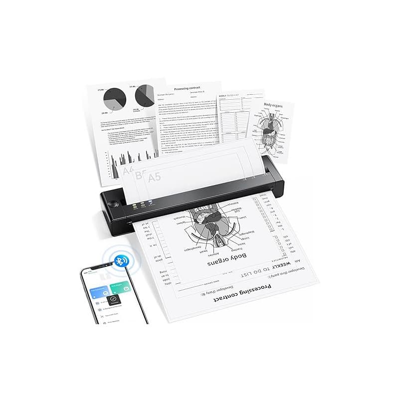 TATTMUSE A28U Imprimante Thermique A4, Imprimante Portable sans Encre pour Papier A4/A5/B5, Imprimantes Matricielles Compatible