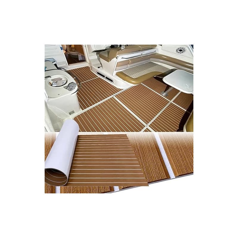 Hzkaicun Eva Mousse Bateau Tapis Marine Antidérapant Revêtement Sol 240x112/90/55/41cm Auto-Adhésif Synthétique Teck Pont pour Y