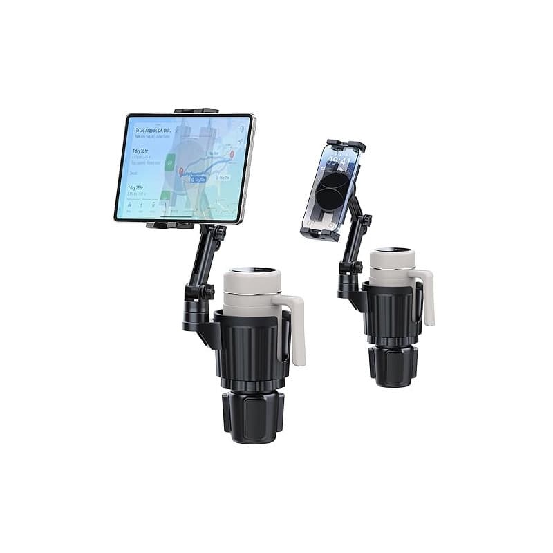 Support pour Tablette avec Porte-gobelet, Support pour Voiture avec Porte-gobelet pour iPad et Bras réglable pour Tablette iPhon