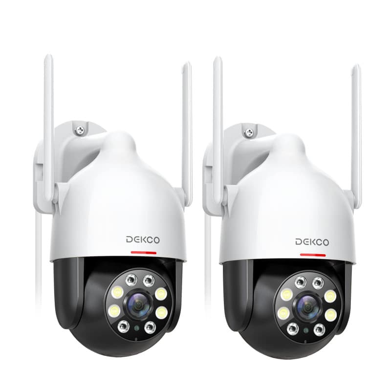 DEKCO 2K Camera Surveillance WiFi Extérieure, 360° PTZ Caméra Surveillance, Détection Mouvement, Vision Nocturne en Couleur, Ale