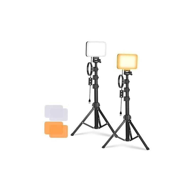 NEEWER Basics Kit Panneau LED Lumiere Video, Packs de 2 Lampes Bicolores avec Trépieds et Filtres Intensité Variable Portable 32