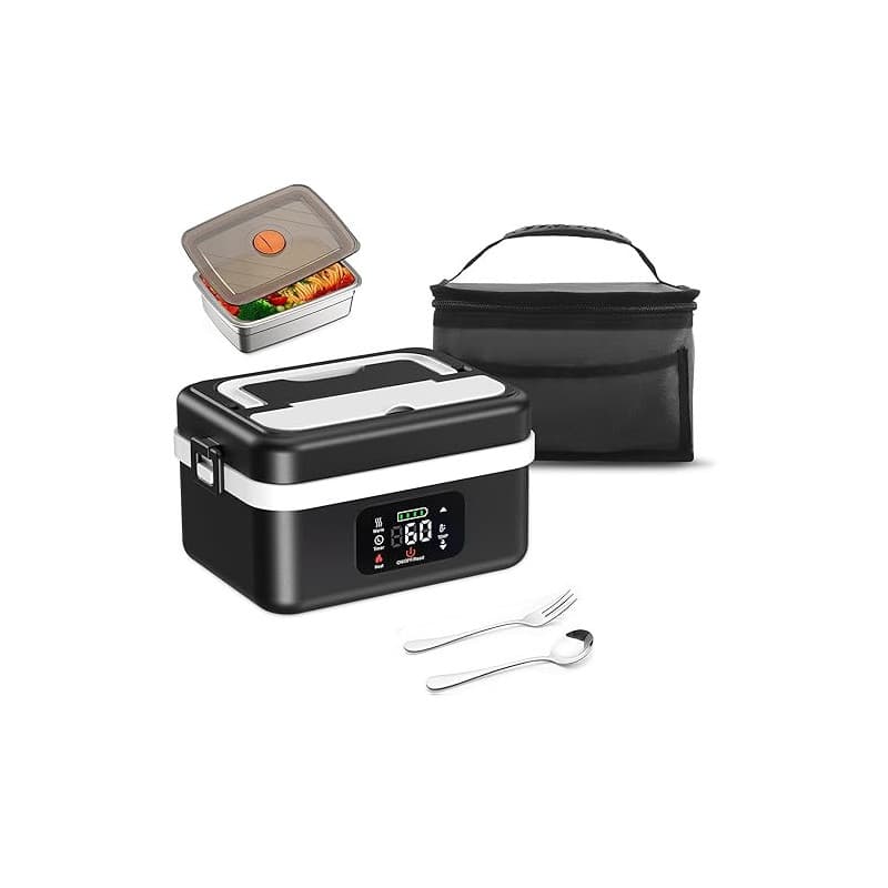 TLPEMN Gamelle Chauffante avec Batterie, Lunch box Chauffante avec Chauffage Programmable, Lunch Box Adulte de 1L, Boite Chauffa