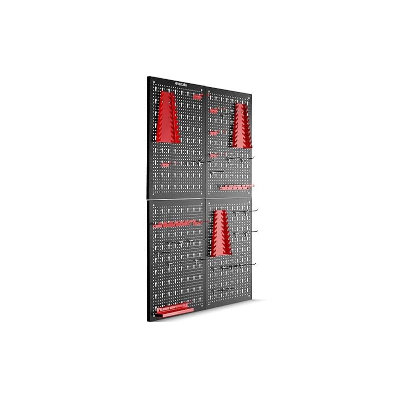 tectake® Panneau Mural Perforé Porte outils mural Lot de 4 Panneaux 160 x 2 x 60 cm 34 pcs Crochet & Supports, Extensible Systèm
