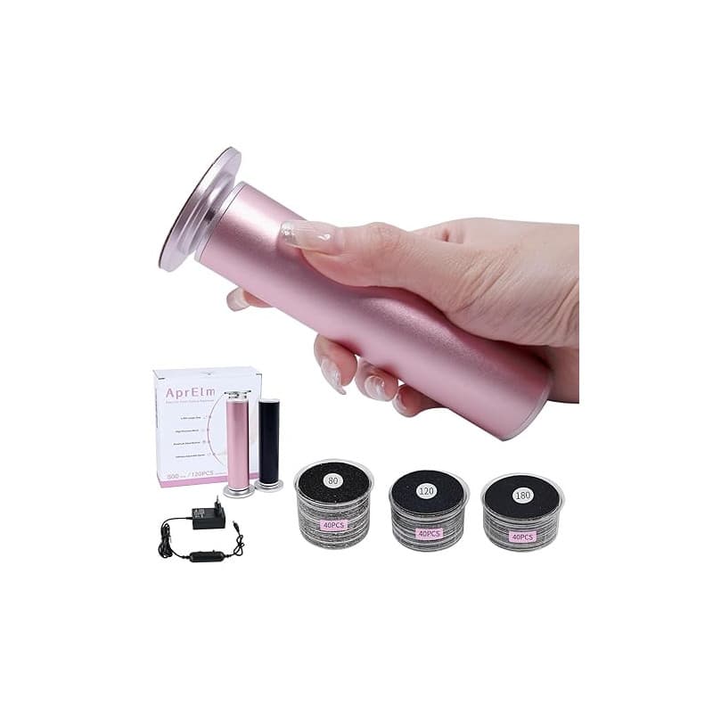 AprElm E1 - Rapeuse Pieds électrique Professionnelle 12 cm - avec 120 Disques Abrasifs et Vitesse Variable - Pour Pedicure et So