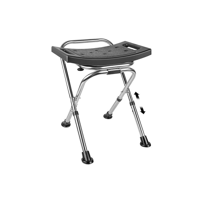 Siège de douche pliable, siège de douche pliable à hauteur réglable, chaise de douche en acier inoxydable pour l'intérieur de la