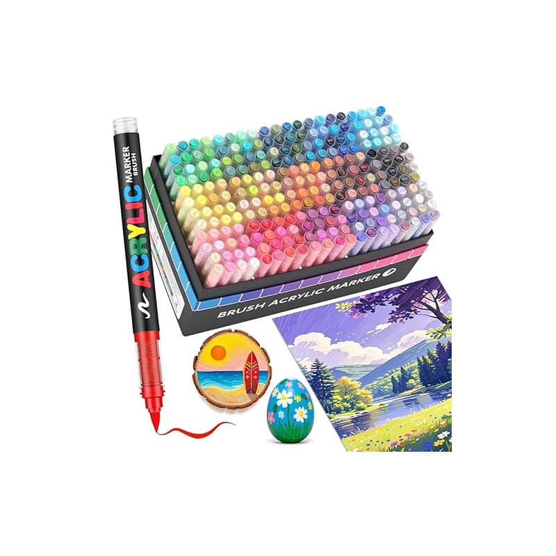 Guangna 240 Feutre Acrylique, stylos acryliques à pointe pinceau pour le coloriage adulte ,Acrylic Paint Markers pour Coloriage,
