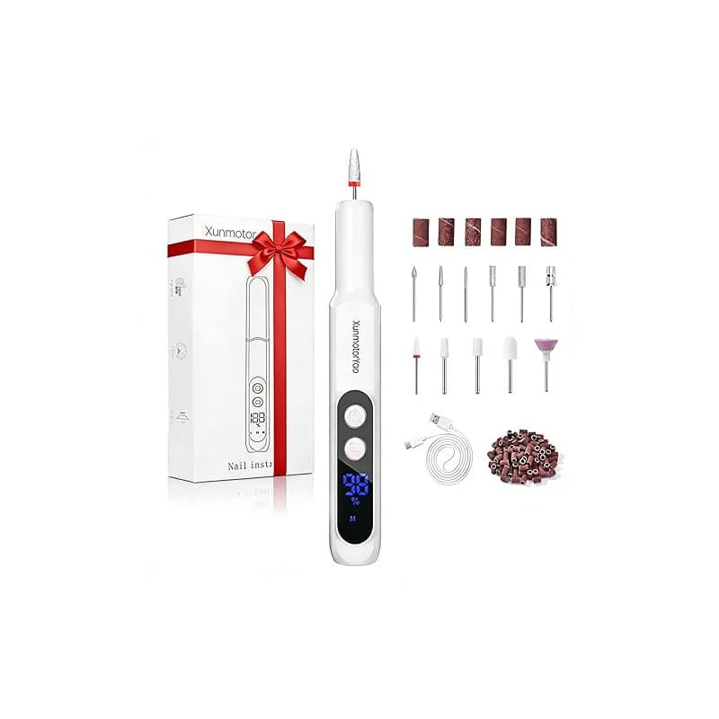 XunmotorYao Lime à ongles professionnelle, portable et rechargeable Lime à ongles électrique réglable avec embout en céramique 3