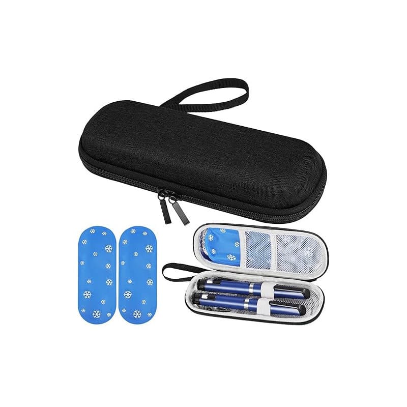 Fefod Sac pour Diabétique, sac isotherm insulin, Étui Refroidisseur Diabète avec 2pcs Sac De Glace en Gel, Portable Sac Isotherm