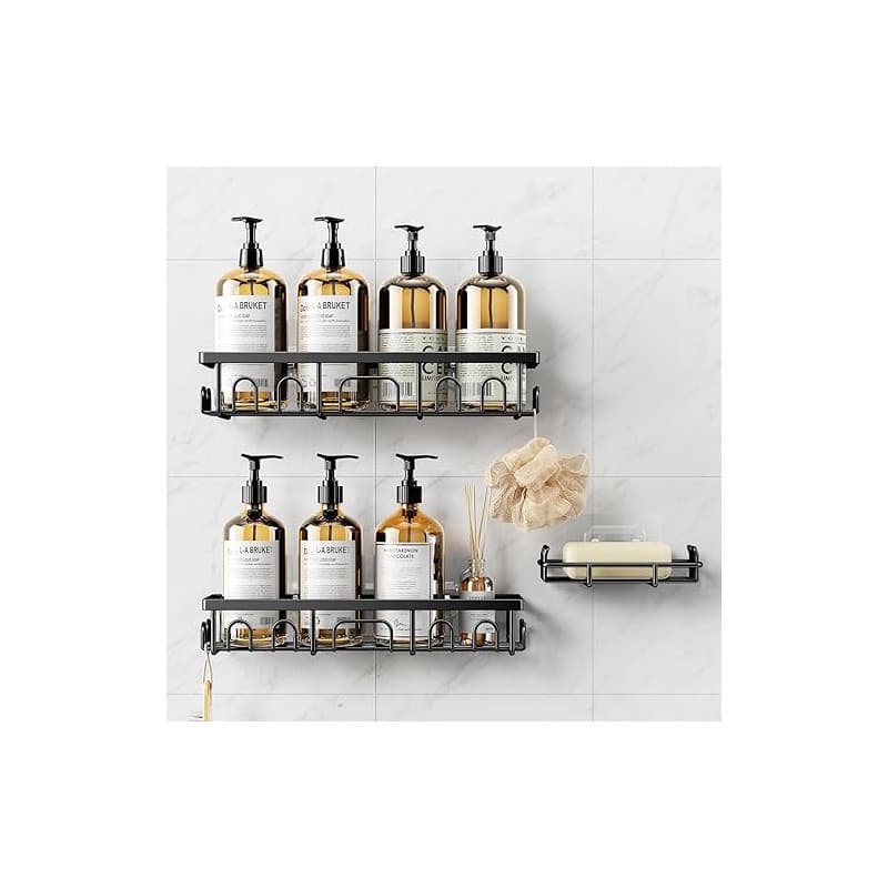 Deyhoc 3 Pcs Antirouille Acier Inoxydable Etagere Douche sans Percage, Rangement Salle de Bain, Salle de Bain Accessoire, Ensemb