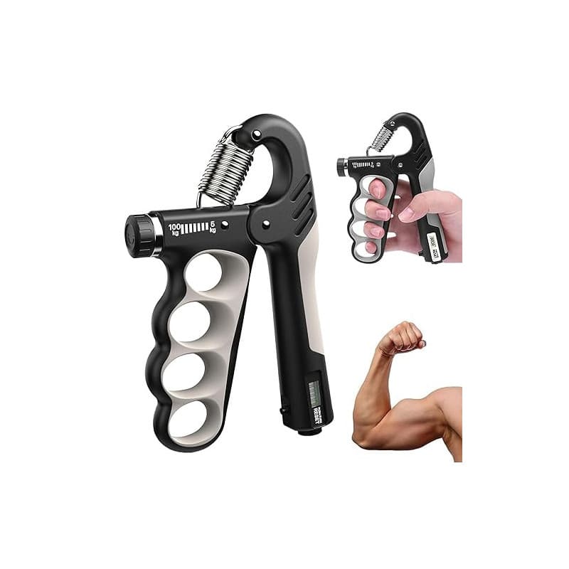 lomdung Renforceur de Poignée, 5-100KG Ajustable Muscler Avant Bras, Hand Grip Musculation Poignée de Force, avec Compteur et An