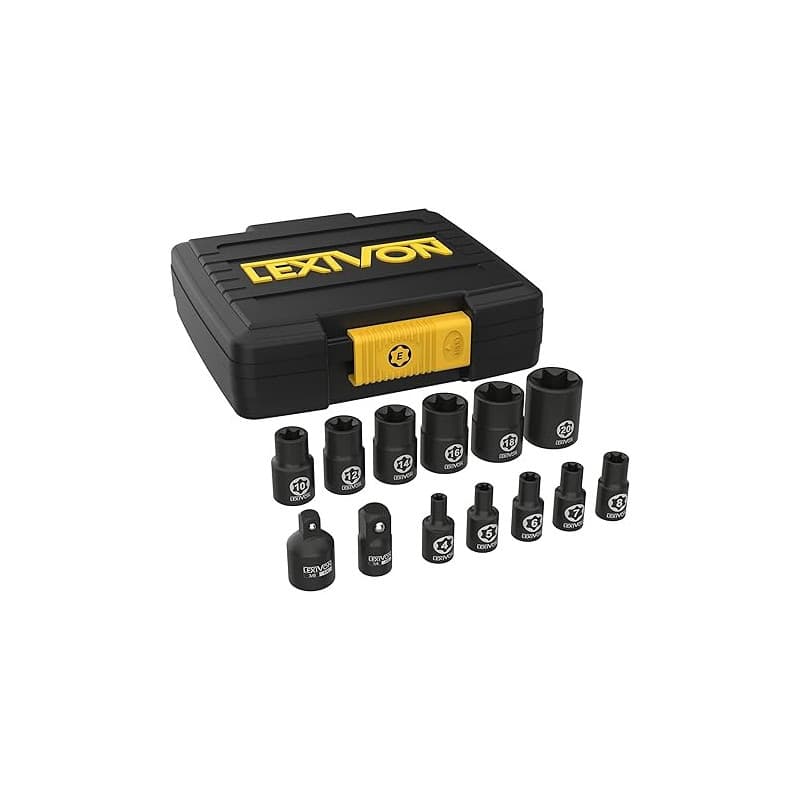 LEXIVON Douille Torx Femelle set de13 | Douilles profilés E Torx, Externe Douilles étoile Taille E4, E5, E6, E7, E8 E10, E12, E1