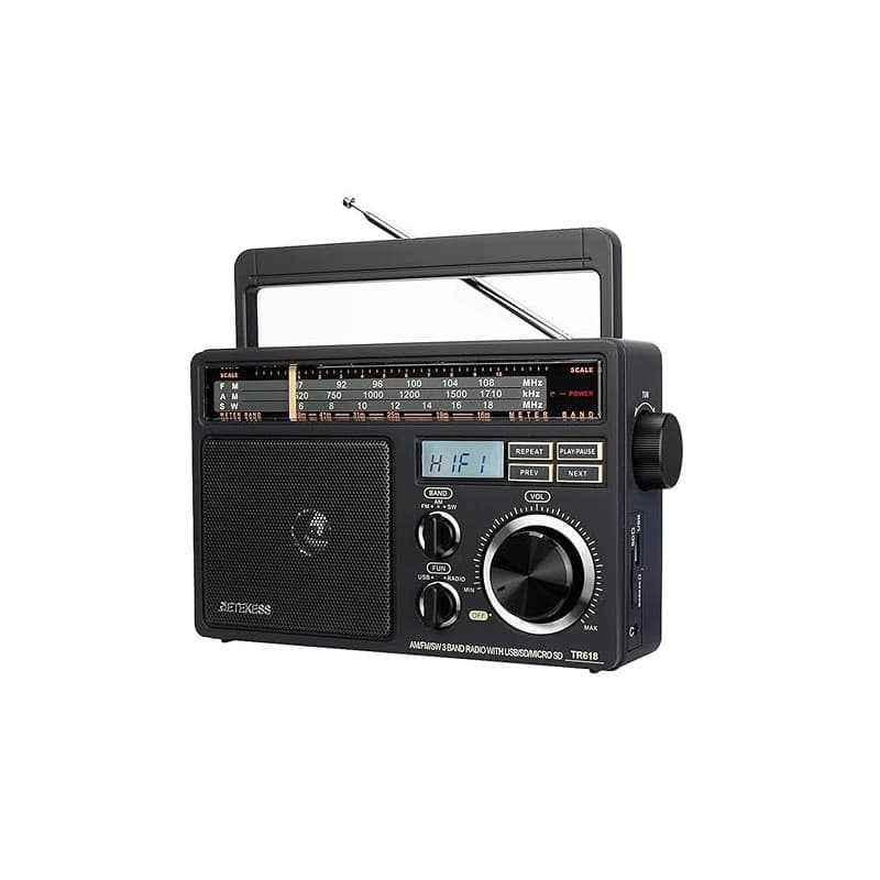 Retekess TR618 Poste Radio Portable, Radio Pile et Secteur, Transisitor FM AM SW, Lecteur MP3 USB SD TF, Prise de Casque, pour P