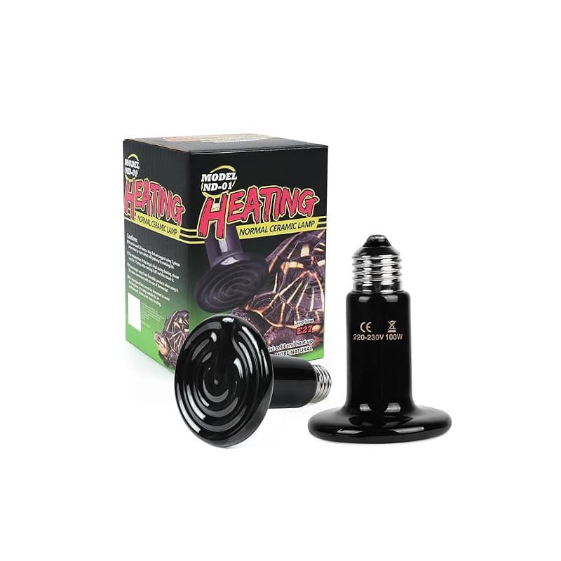 Adiwo Ampoule Céramique Chauffante Lampe 220V, 2PCS E27 100W Lampe Chauffante Reptiles Noire, Durée de vie 20 000 Heures, Lampe
