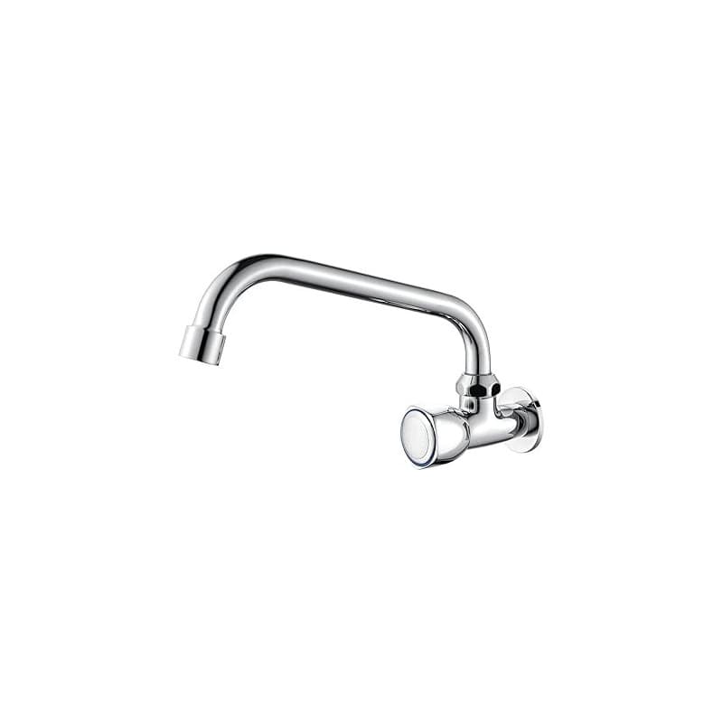 Ibergrif M18654 Ballet, Mitigeur d'Evier Mural, Robinet de Cuisine Retro Eau Froide Uniquement, Chromé, Argent