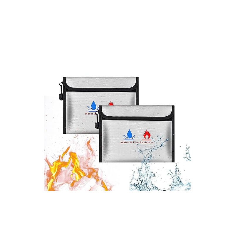 Sacs Anti-feu,2pcs Porte-Documents ignifuges, Sac étanche à feu, Sac étanche à feu pour Documents, Sac à Documents Ignifuge pour
