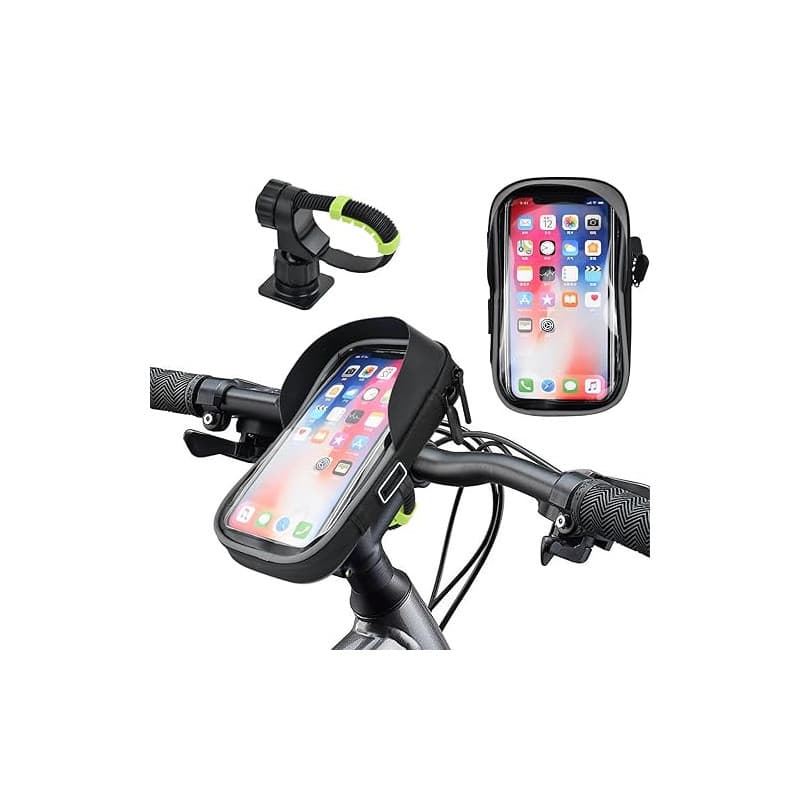 Samlonge Support Téléphone Vélo Étanche, Sacoche Vélo Guidon Cadre, avec Housse de Pluie Rotation 360 Écran Tactile pour Smartph