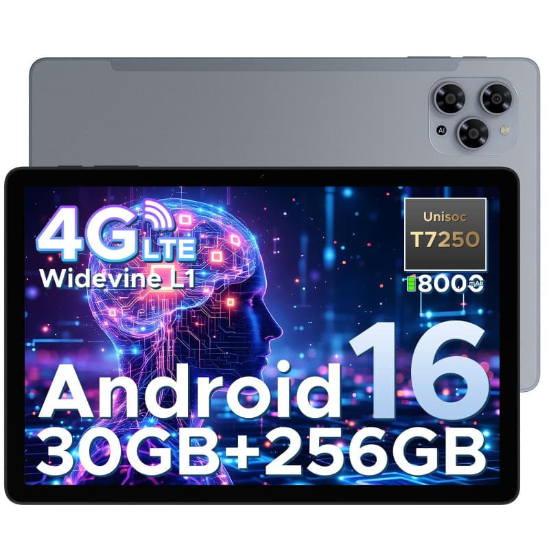 POPUX Tab G6 Android 16 Tablette 11 Pouces, 30Go+256Go(TF/2To), 4G LTE Tablette avec Carte Sim Batterie 8000mAh, Octa Core Uniso