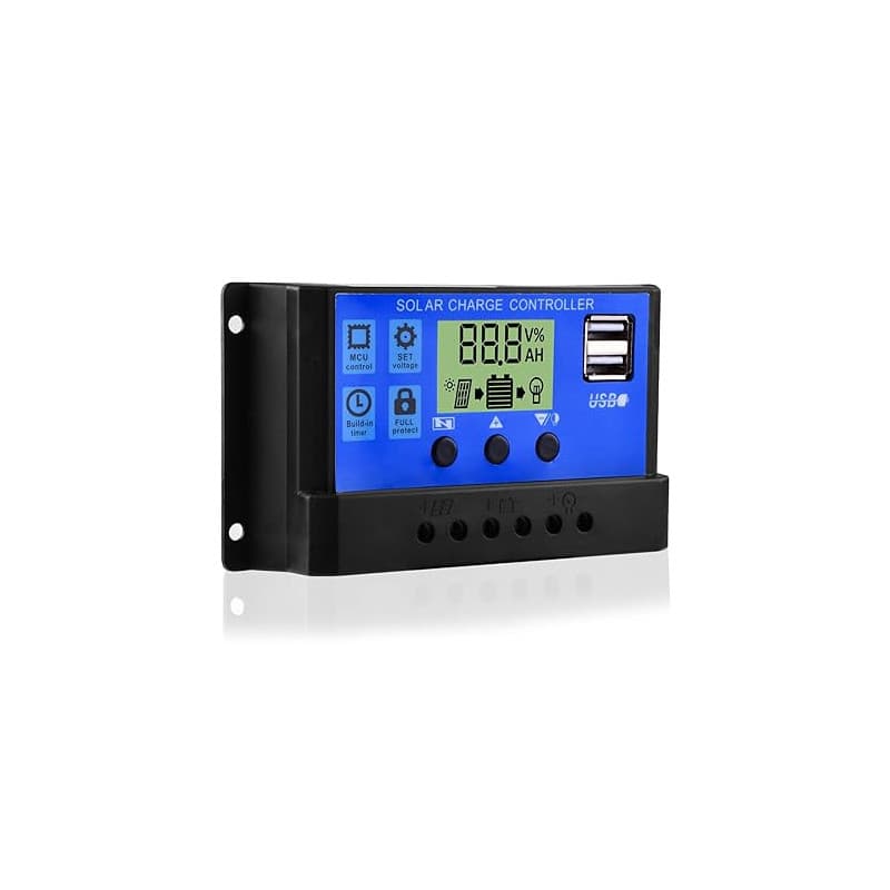 30A 12V/24V PWM Regulateur Panneau Solairede Batterie Intelligent Contrôleur de Charge Solaire avec 5V Double Port USB pour Les