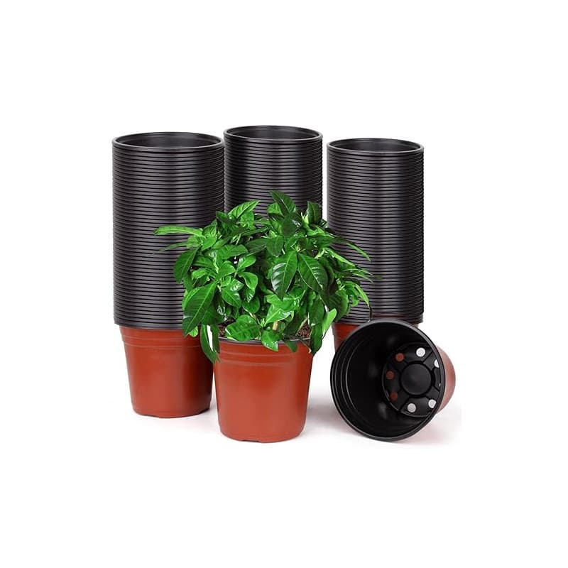 E-Know Lot de 150 pots à plantes 15 cm Pots en plastique pour plantes Pot de fleurs en plastique rond pour la germination et la