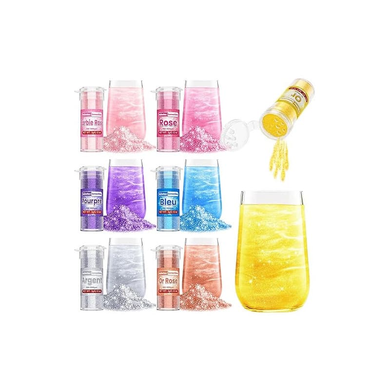 Paillettes Comestibles - 7 Couleurs Vives Paillettes Alimentaires Comestibles (3g Chaque), Colorant Alimentaire Poudre pour Bois