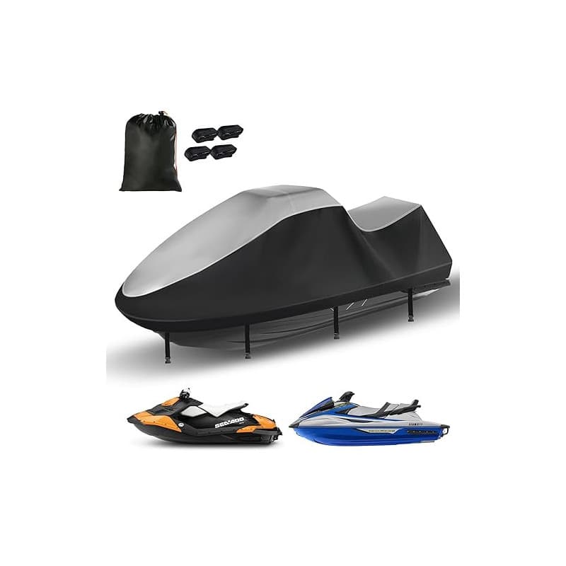 Bâche de Protection imperméable 420D - Revêtement Nano-Argent résistant aux UV - Accessoire Universel de Jet Ski avec 2 Ouvertur