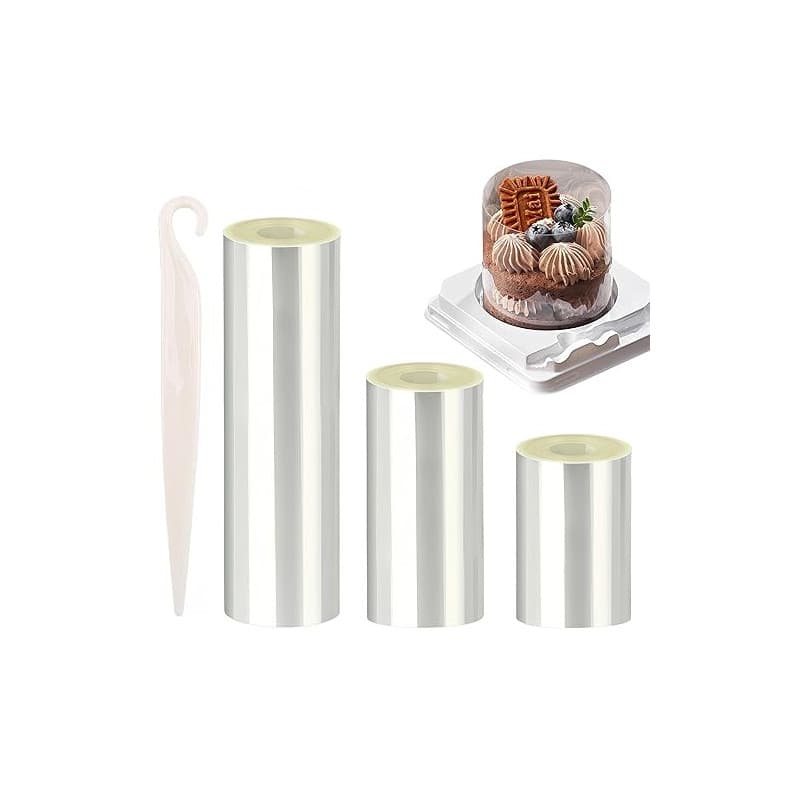 3Pcs Rodoide Transparent Patisserie, Rouleaux Rodoide, Collier à gateau 8/10/15 cm, Rhodoid pour Patisserie Bordure Gâteau Réuti