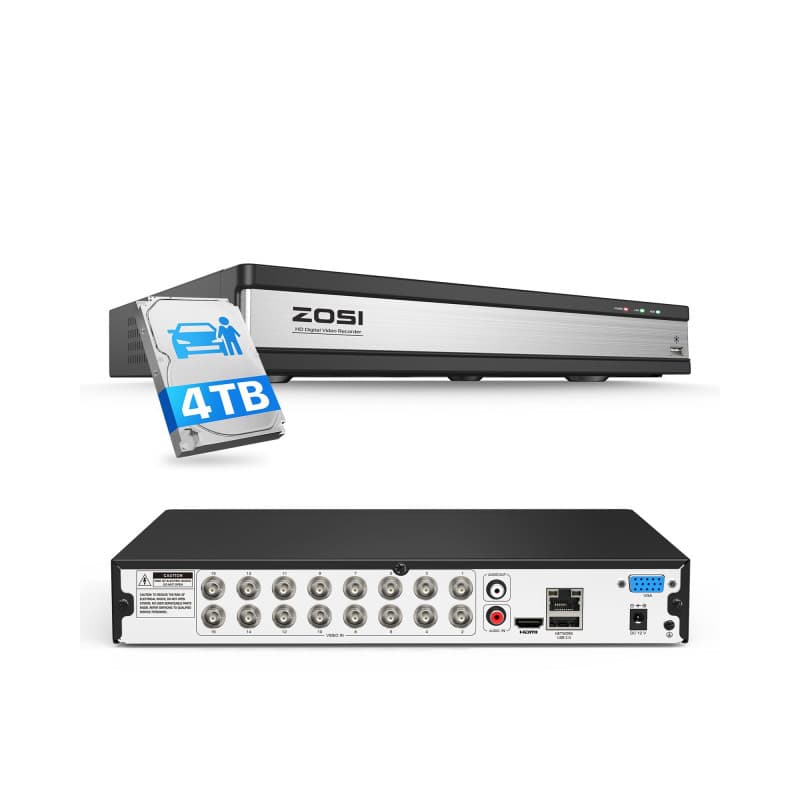 ZOSI 16CH 4-en-1 1080P Full HD DVR Enregistreur Vidéo Numérique avec 4TB HDD Intégré, Détection de Véhicule et de Personne, Noti