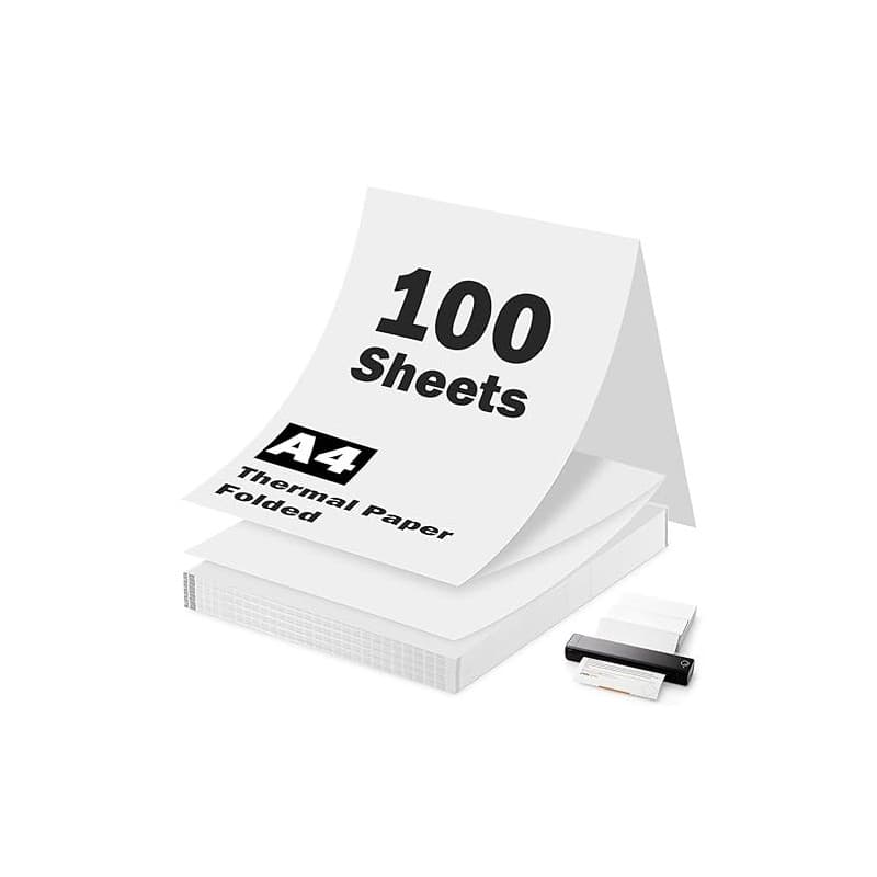 Papier Thermique A4 100 Feuilles, Sans BPA et à Séchage Rapide, Papier pour Imprimante Thermique A4 Compatible avec la Plupart d