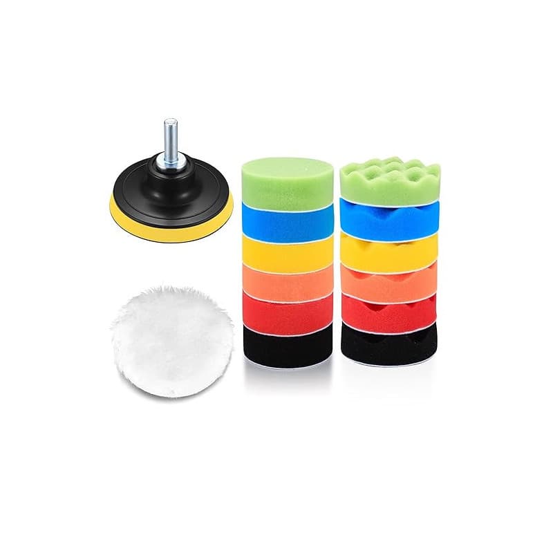 MMDBD 15 Pcs Éponge de Polissage pour Voiture, Tampons de Polissage de Voiture pour Polir Voiture Polisseuse Cirage, avec Adapta