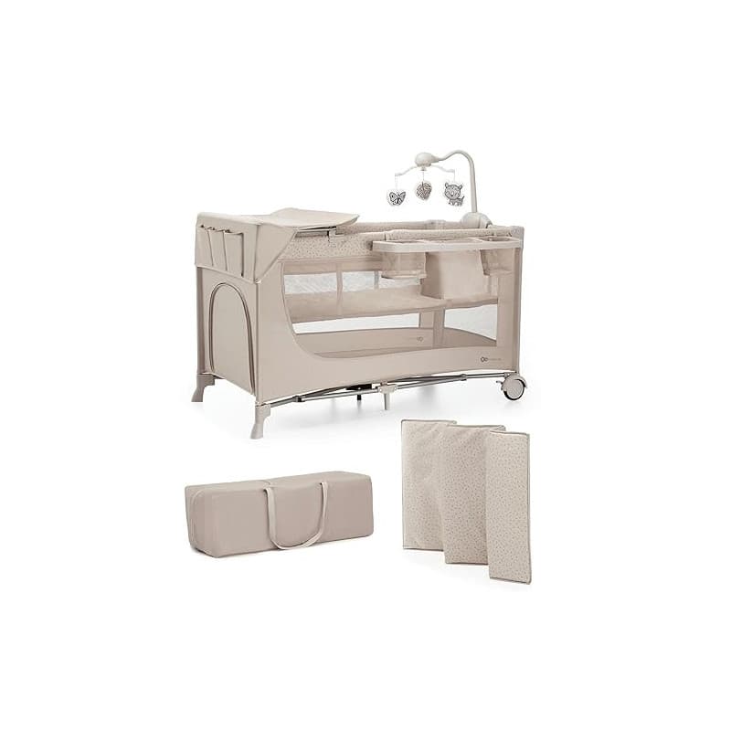 Kinderkraft Joy 2 ACC Lit Parapluie 2 en 1, Lit bébé de la Naissance Jusqu’à 15 kg, 120 x 60 cm, Facile à Plier, Carrousel avec