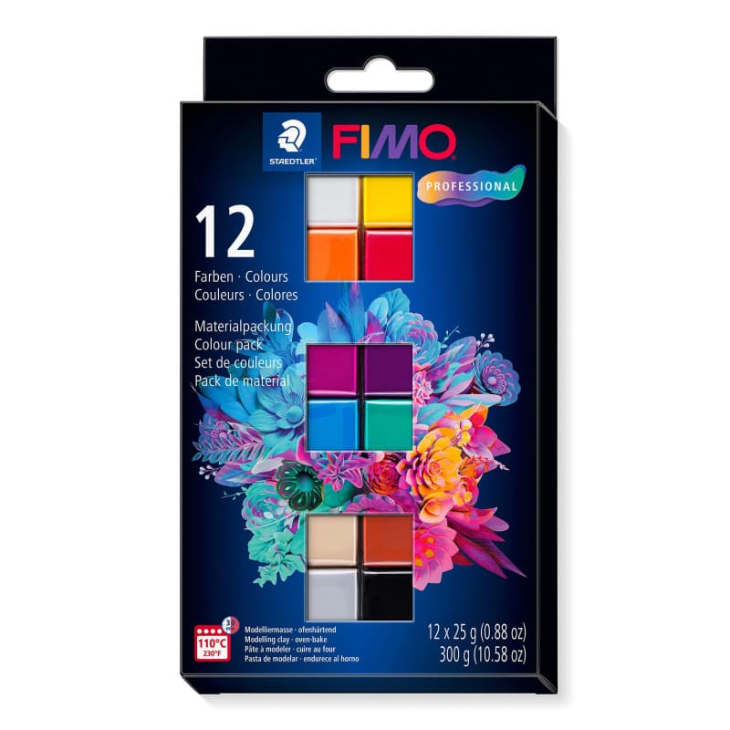 Staedtler FIMO professional - Set 12 pains de pâte à modeler - 25 grammes - Couleurs basiques assorties - 8043 C12-1