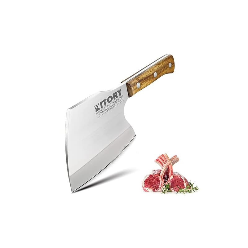 Kitory Feuille de Boucher 16cm, Couteau Hachoir Lourd pour Viande Congelée et Gros Os, Lame Extra-Épaisse 7mm Forgé, Acier 7Cr18