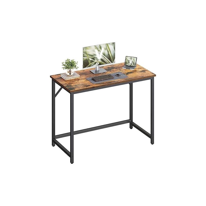 VASAGLE Bureau d'Ordinateur, Table, 50 x 100 x 76 cm, pour Bureau, Chambre, Salon, Cadre en Métal, Marron Rustique et Noir d'Enc