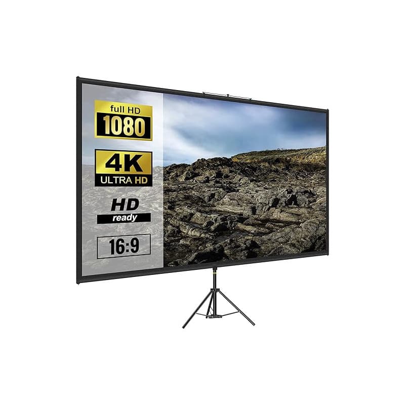 VEVOR Écran de Projection avec Trépied 90" 228,6 cm Toile de Projecteur avec Trépied 16:9 Écran de Projection avec Pied Zone d'i