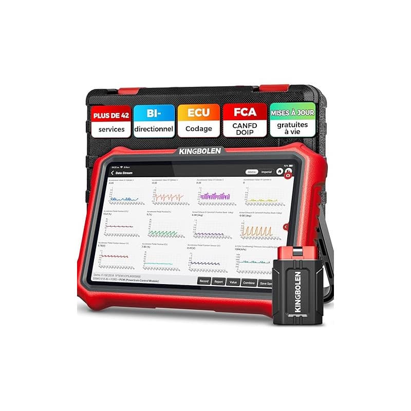 KINGBOLEN K8 Pro Valise Diagnostic Auto, OBD2 Diagnostic Français pour système Complet avec 42+ Réinitialisations, Codes ECU, Co