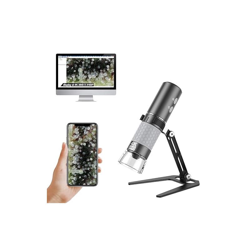 Ninyoon Microscope WiFi 4K avec Support Amélioré pour iPhone Android PC, 50-1000X USB Microscope Numérique sans Fil HD Endoscope