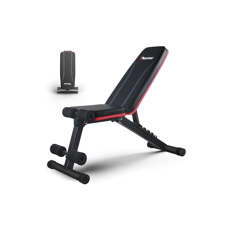 PASYOU Banc de Musculation Pliable, Banc Musculation Complet Inclinable Réglable, Multifonction 7 in 1 Banc Abdominaux Entrainem