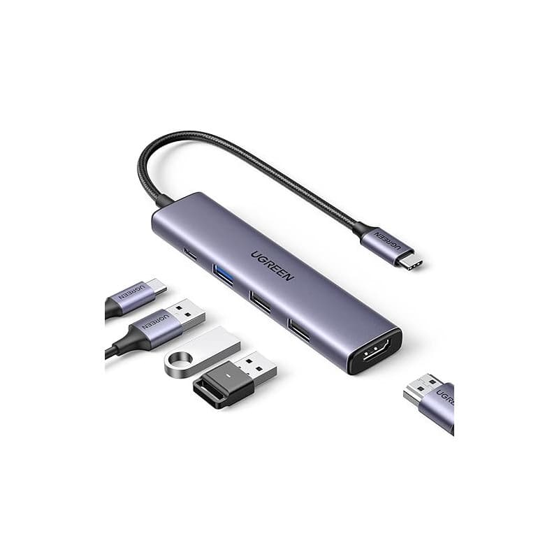UGREEN Revodok 105 Hub USB C HDMI 4K PD 100W Charge Multi Data Ports 5Gbps 5 en 1 Adaptateur USB C vers HDMI Compatible avec Mac