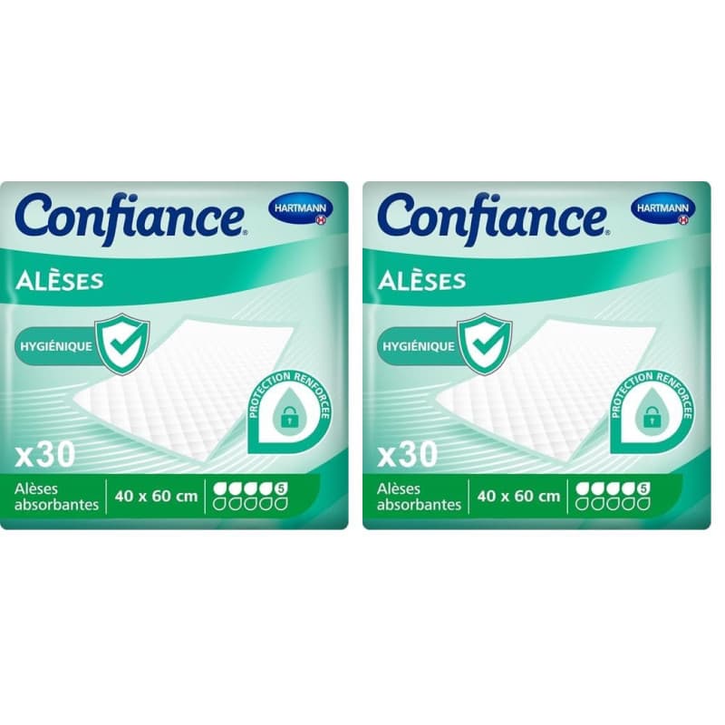 Confiance Alèse - Alèses pour la Protection de la Literie ou du Fauteuil - Niveau d'Absorption : 5 Gouttes - Dimensions : 40 x 6