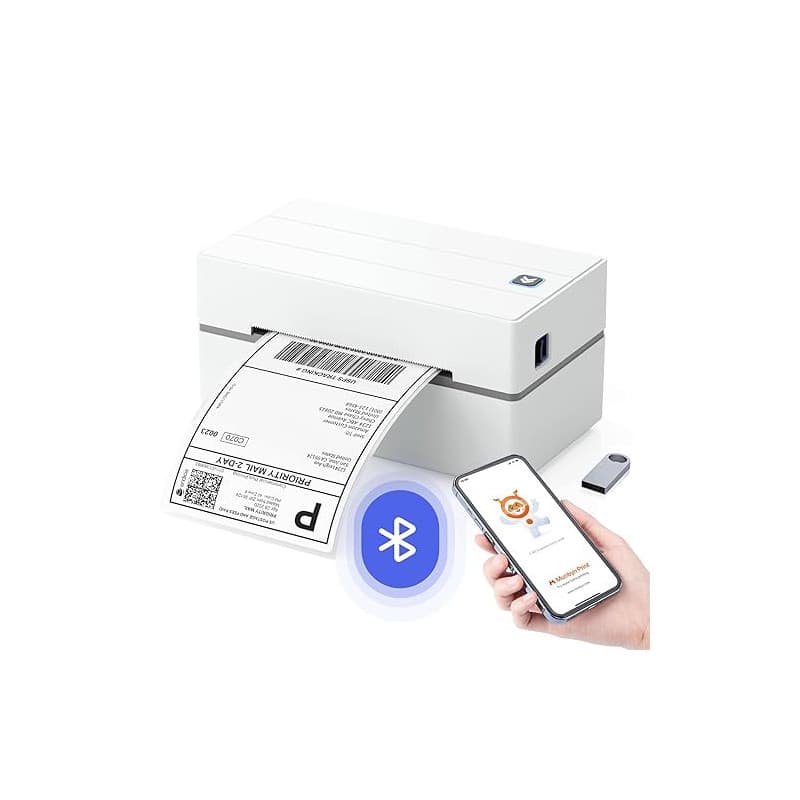 MUNBYN Imprimante Thermique, Imprimante d'étiquettes d'expédition Bluetooth sans Fil 4x6 pour Colis et Petites Entreprises à Dom