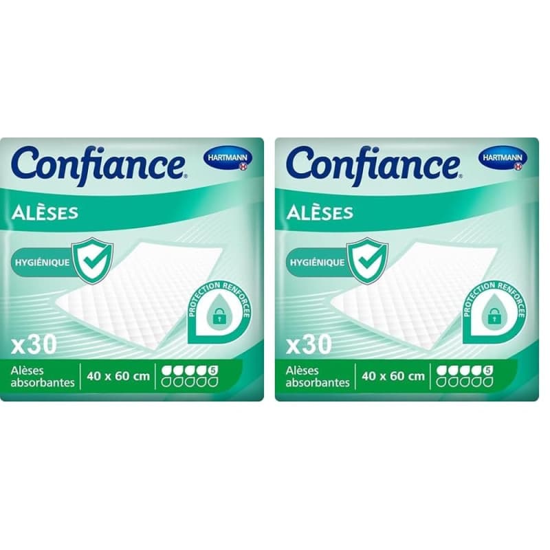Confiance Alèse - Alèses pour la Protection de la Literie ou du Fauteuil - Niveau d'Absorption : 5 Gouttes - Dimensions : 40 x 6