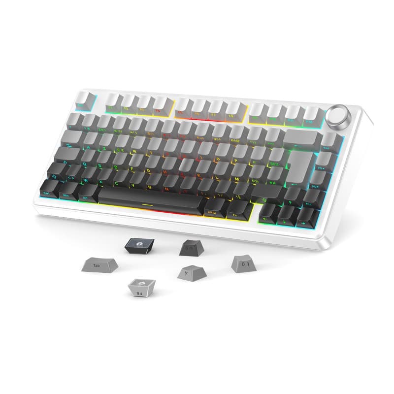 OMOTON Capuchons de Touches en Français, Cherry Profil 127 Touches PBT avec extracteur de Touches, Gravur Latéral pour MX Switch