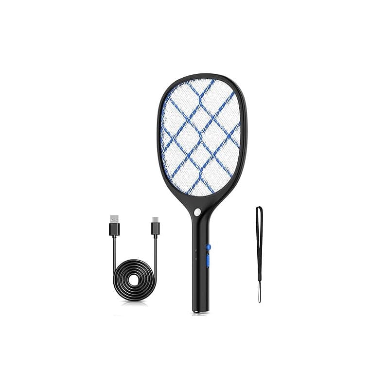 YISSVIC Raquette Electrique Insectes, 4000 V Raquette Anti Moustique Electrique Tapette à Mouches Rechargeable avec Lumière LED