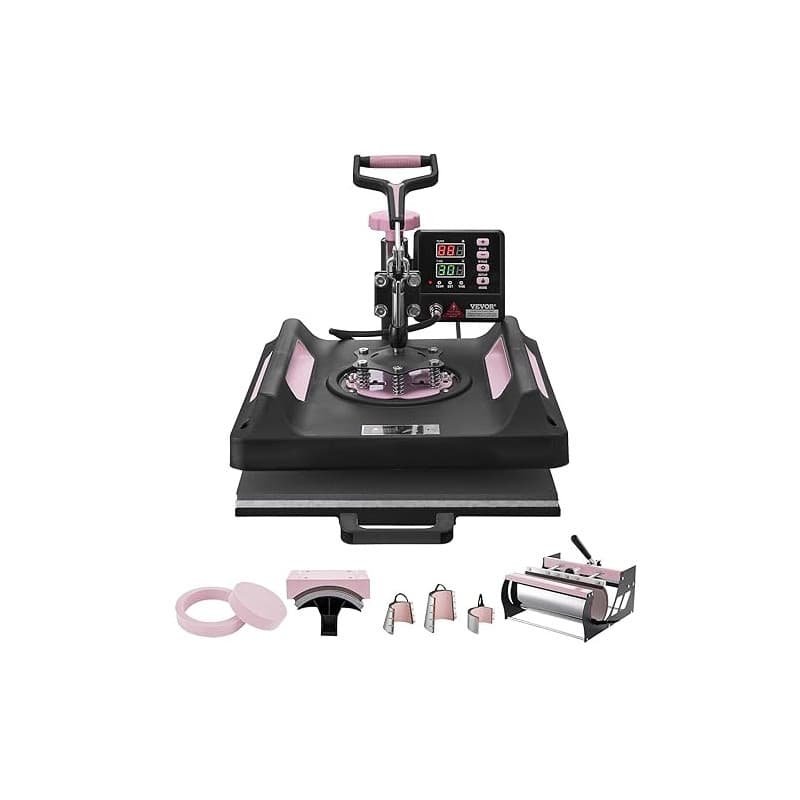 VEVOR Presse à Chaud 8-en-1, Plaque Chauffante 38x38 cm, Machine de Sublimation Textile avec Presse à Tasses 89 cL, Pivotant à 3