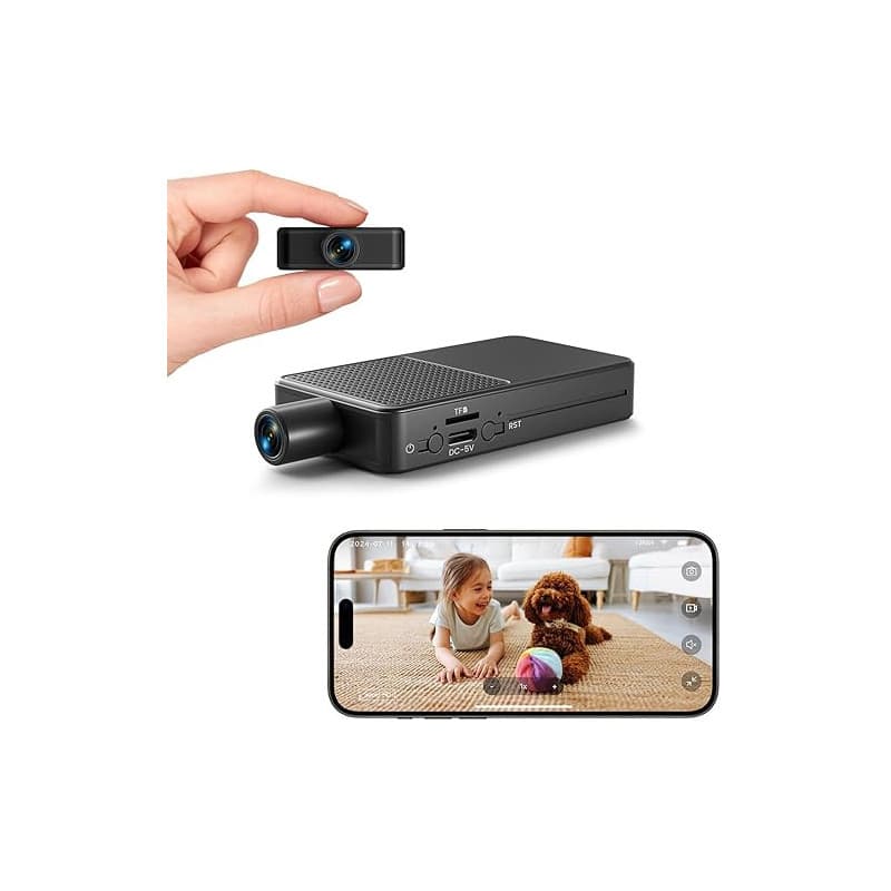 Digimore Mini Camera Espion sans Fil, WiFi Camera Surveillance 10h Enregistrement Continu, Stockage Cloud Gratuit, Batterie 3000