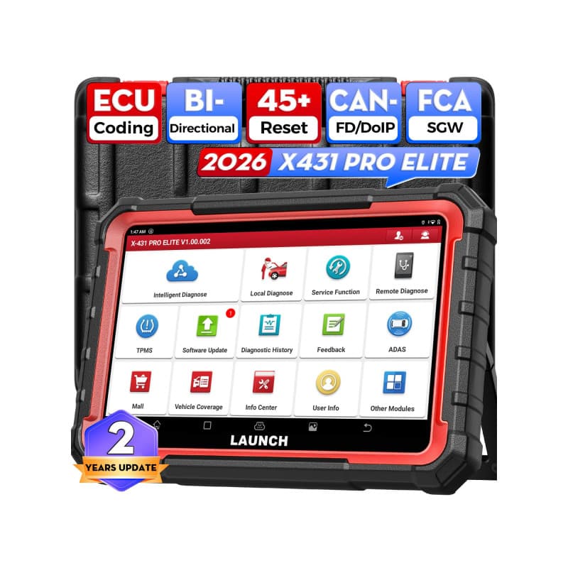 LAUNCH X431 Pro Elite Valise Diagnostic Auto Multimarque Diagnostic-Voiture,Codage Ligne ECU&Bidirectionnel,Diagnostic Complet S